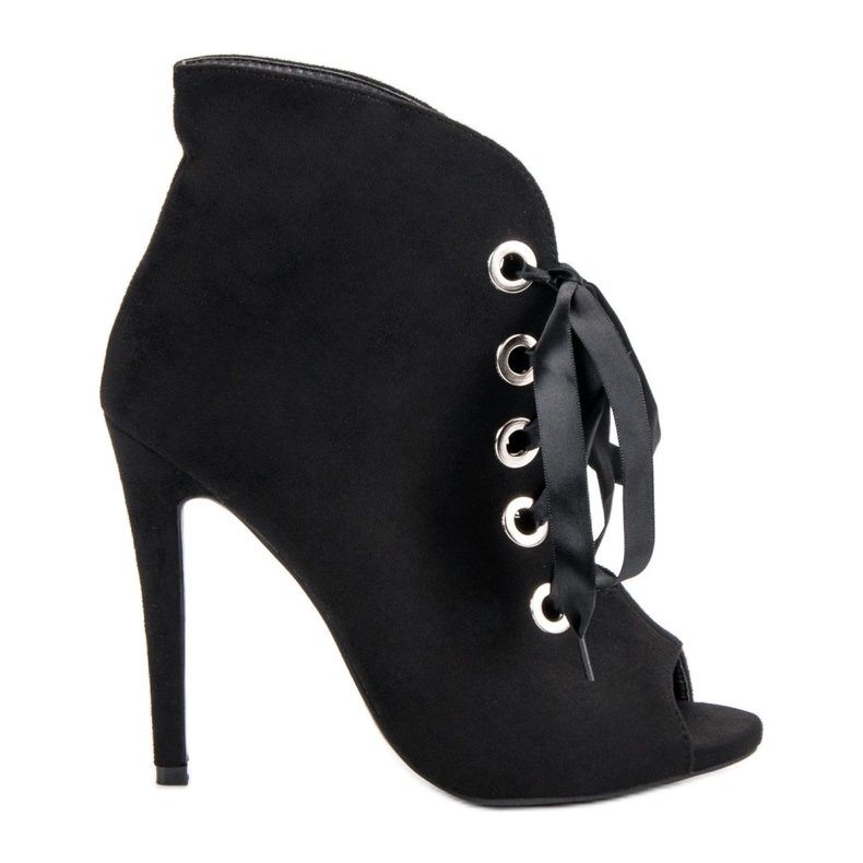 Bestelle Bottes à bout ouvert nouées le noir