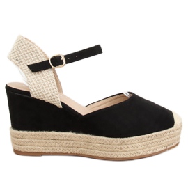 Espadrilles noires sur compensées T331P Noir