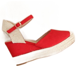 Espadrilles rouges sur compensées, rouge T331P Rouge