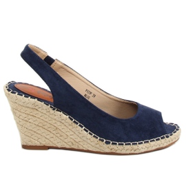 YY29P Espadrilles bleues sur semelles compensées bleu marin YY29P Espadrilles bleues sur semelles compensées bleu marin