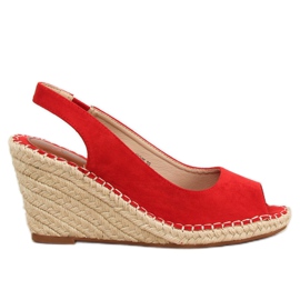 Espadrilles rouges sur semelles compensées rouge YY29P Rouge