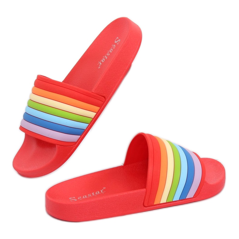 Chaussons arc-en-ciel rouges T325P Rouge multicolore