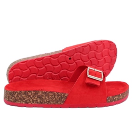 Chaussons en daim rouge CK61P Rouge