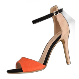 Sandales sur un talon haut WD100P Beige brun multicolore