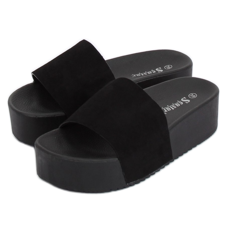 Noir CK76P Chaussons noirs à semelle haute le noir