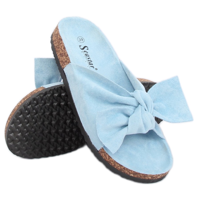 Chaussons en daim bleu CK02P LT.BLUE