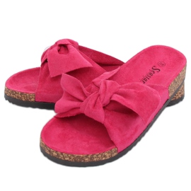 Pantoufles en daim fushia CK02P rose
