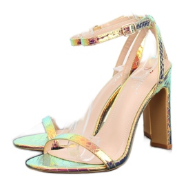 Sandales talons hauts NF-38P Rose violet multicolore