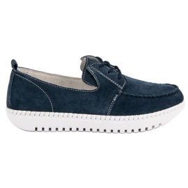 Filippo Mocassins en cuir à lacets bleu bleu marine