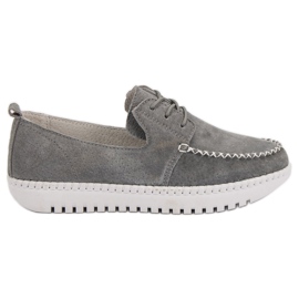 Filippo Mocassins en cuir à lacets gris