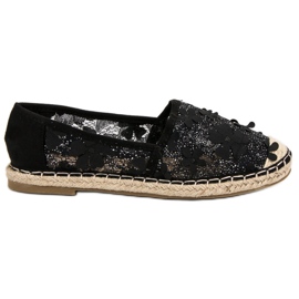 Nio Nio Espadrilles En Dentelle À Fleurs le noir