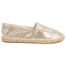 Espadrilles Dorées Avec Cristaux d'or Espadrilles Dorées Avec Cristaux d'or