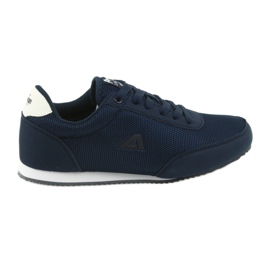 American Club chaussures de sport nouées blanc bleu marine