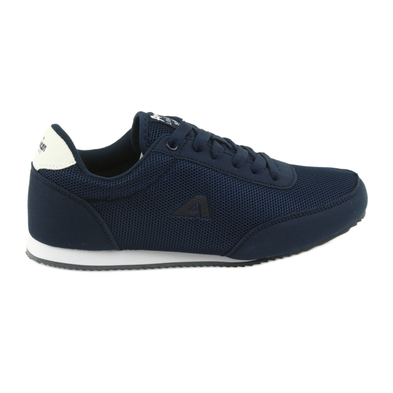 American Club chaussures de sport nouées blanche bleu marin