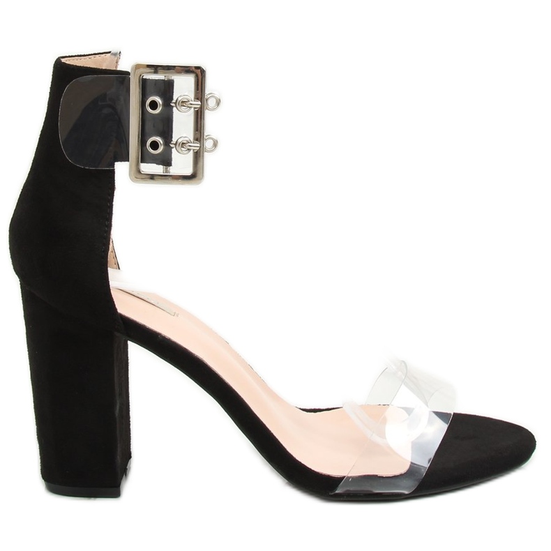 Sandales à rayures transparentes noir B4-0218H Noir le noir