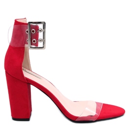 Sandales à rayures transparentes rouge B4-0218H Rouge