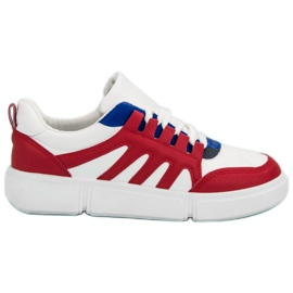 SHELOVET Chaussures de sport confortables blanche rouge SHELOVET Chaussures de sport confortables blanche rouge
