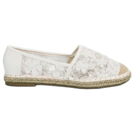 Nio Nio Espadrilles En Dentelle À Fleurs blanche