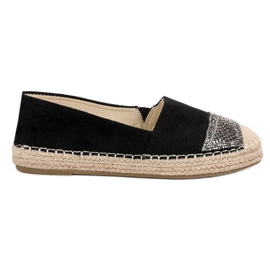 Small Swan Espadrilles En Daim Avec Cristaux le noir