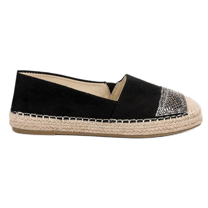 Small Swan Espadrilles En Daim Avec Cristaux le noir