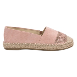 Small Swan Espadrilles En Daim Avec Cristaux rose