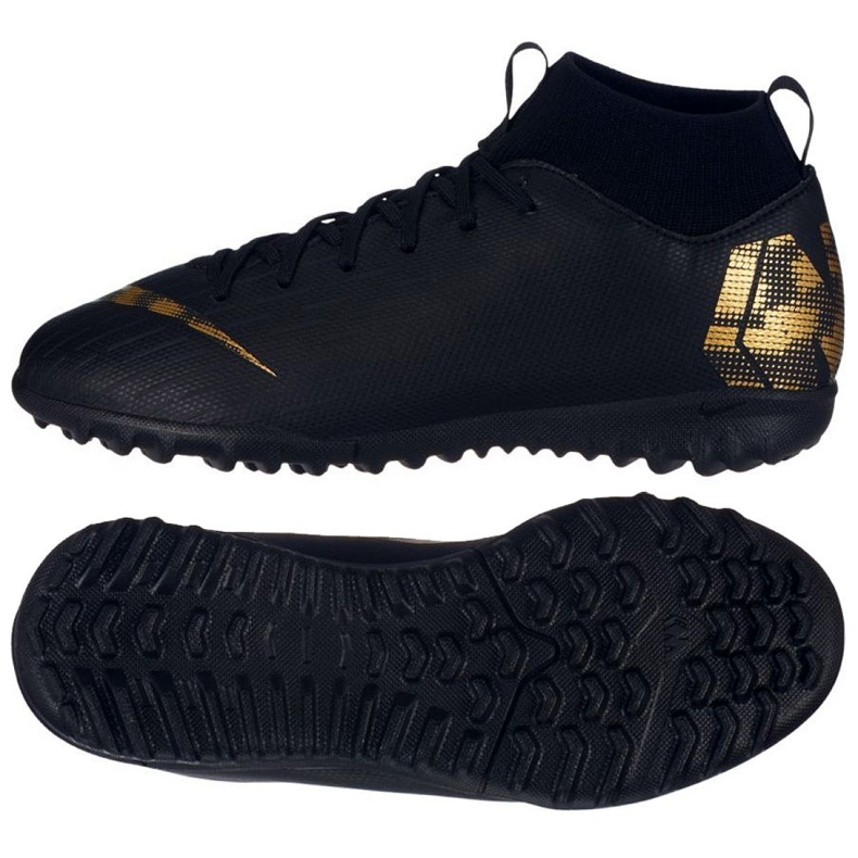 Nike Mercurial SuperflyX 6 Academy Gs Tf Jr AH7344-077 chaussures de football le noir le noir