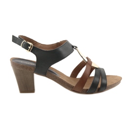 Sandales femme Caprice ovale doré brun jaune bleu marin