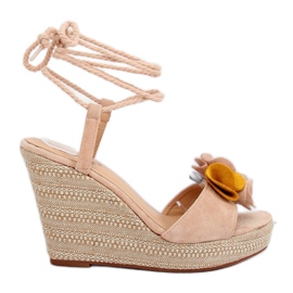 Sandales compensées beiges YY27P Beige