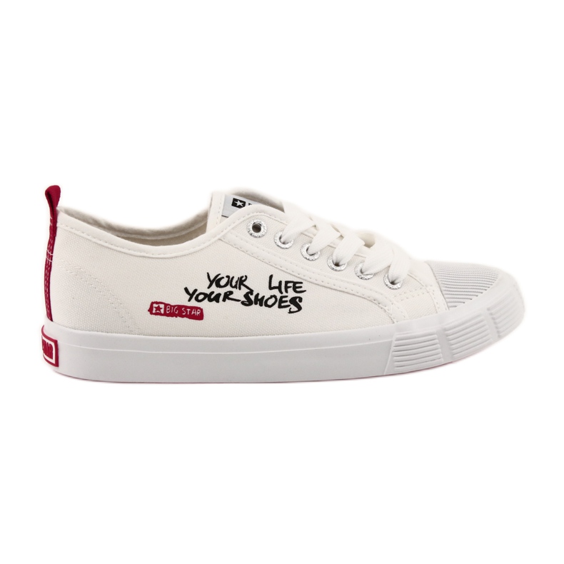 Baskets blanches Big Star 274825 nouées rouge Baskets blanches Big Star 274825 nouées rouge