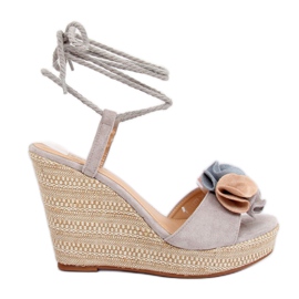 Sandales grises à talon compensé YY27P Gris
