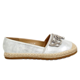Espadrilles en argent avec une couronne, H-6558 Argent gris