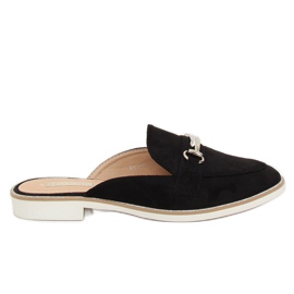 Noir F9375 Chaussons mocassins noirs