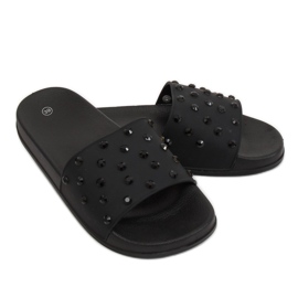 Noir CK67P Chaussons noirs avec pierres le noir