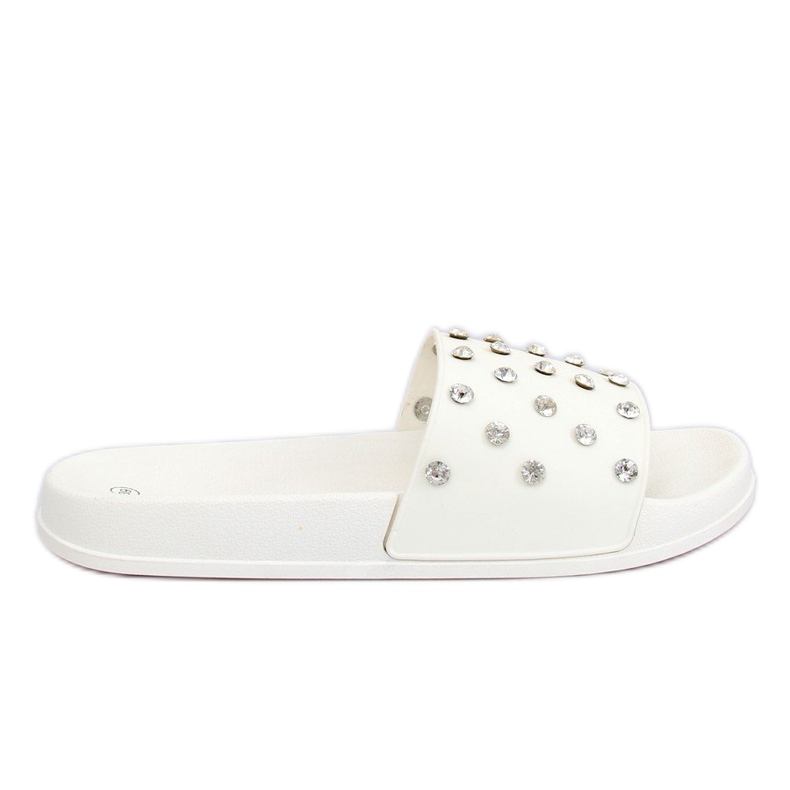 Blanc CK67P Chaussons blancs avec pierres blanche