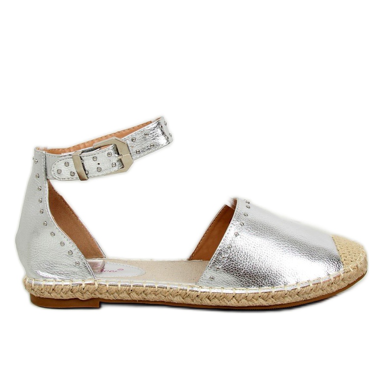 Espadrilles métallisées argentées CF-1K215 Argent gris