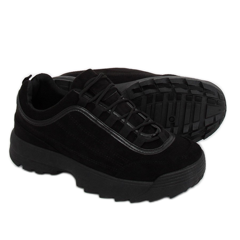 Noir 81016 Chaussures de sport en daim noir le noir