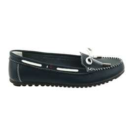 Mocassins cuir femme Filippo 141 bleu marine blanc