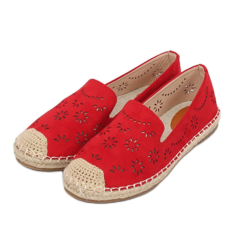 Espadrilles rouges ajourées 9023 Rouge