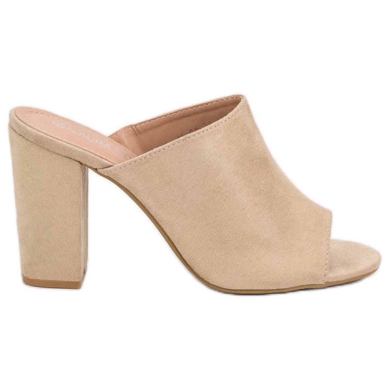 Laura Mode Pantoufles En Daim Sur Un Bar brun