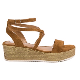 Ch. Creation Sandales compensées camel brun