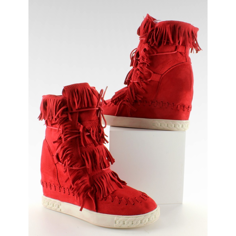 Baskets en daim à franges BL-10 Rouge II-GAT