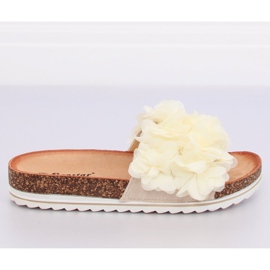 Flower power beige BG47P Chaussons beiges Flower power beige BG47P Chaussons beiges