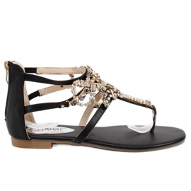 Sandales noires avec pierres JH64P Noir le noir