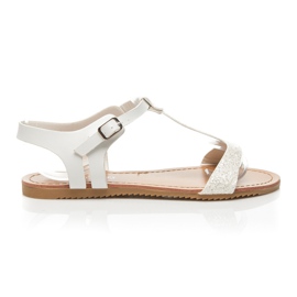 L. Lux. Shoes Sandales à paillettes blanc