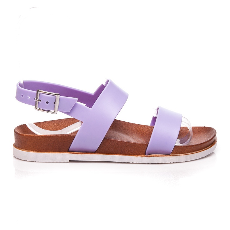 Best Shoes Sandales plates en caoutchouc violet