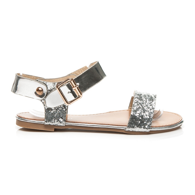 Top Shoes Sandales Plates À Paillettes gris Top Shoes Sandales Plates À Paillettes gris