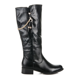 Bella Star Bottes Avec Chaîne noir