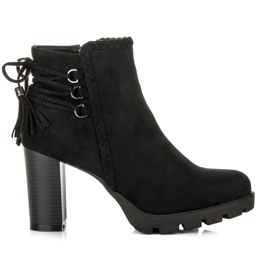 Super Me Bottines en daim à franges le noir