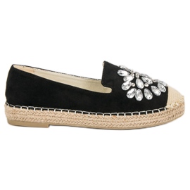 Small Swan Espadrilles En Daim Avec Ornements le noir