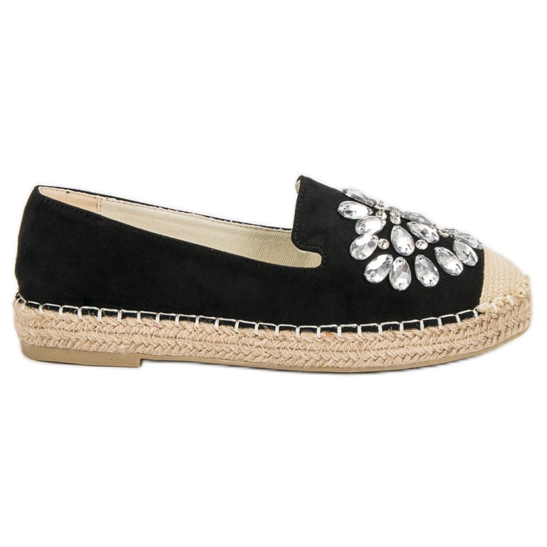 Small Swan Espadrilles En Daim Avec Ornements le noir